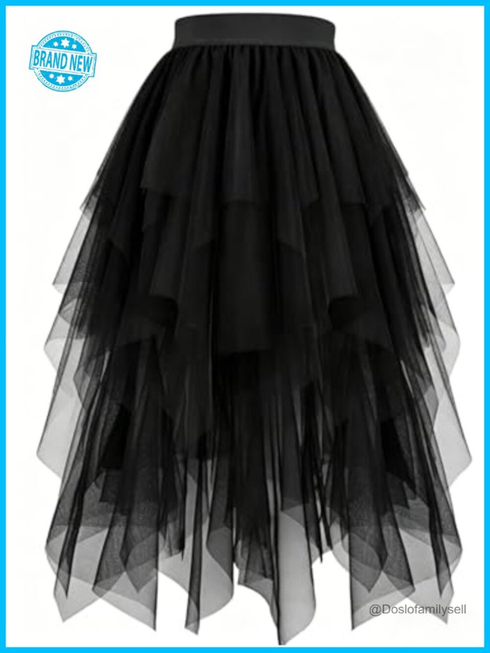 Women's Tulle Skirt High Low Layered A-Line Midi Fairy Tutu Party 80s